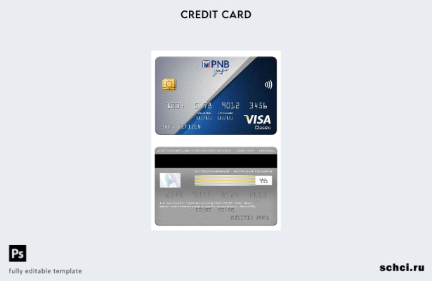 цифровая загрузка шаблона карты Visa Classic Национального банка Филиппин (PNB)
